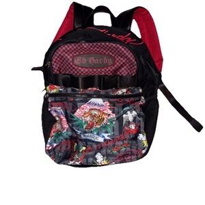NEW ED HARDY MEN'S DESIGNER TATOO DESIGER BLACK LAPTOP TRAVEL BACKPACK LARGE